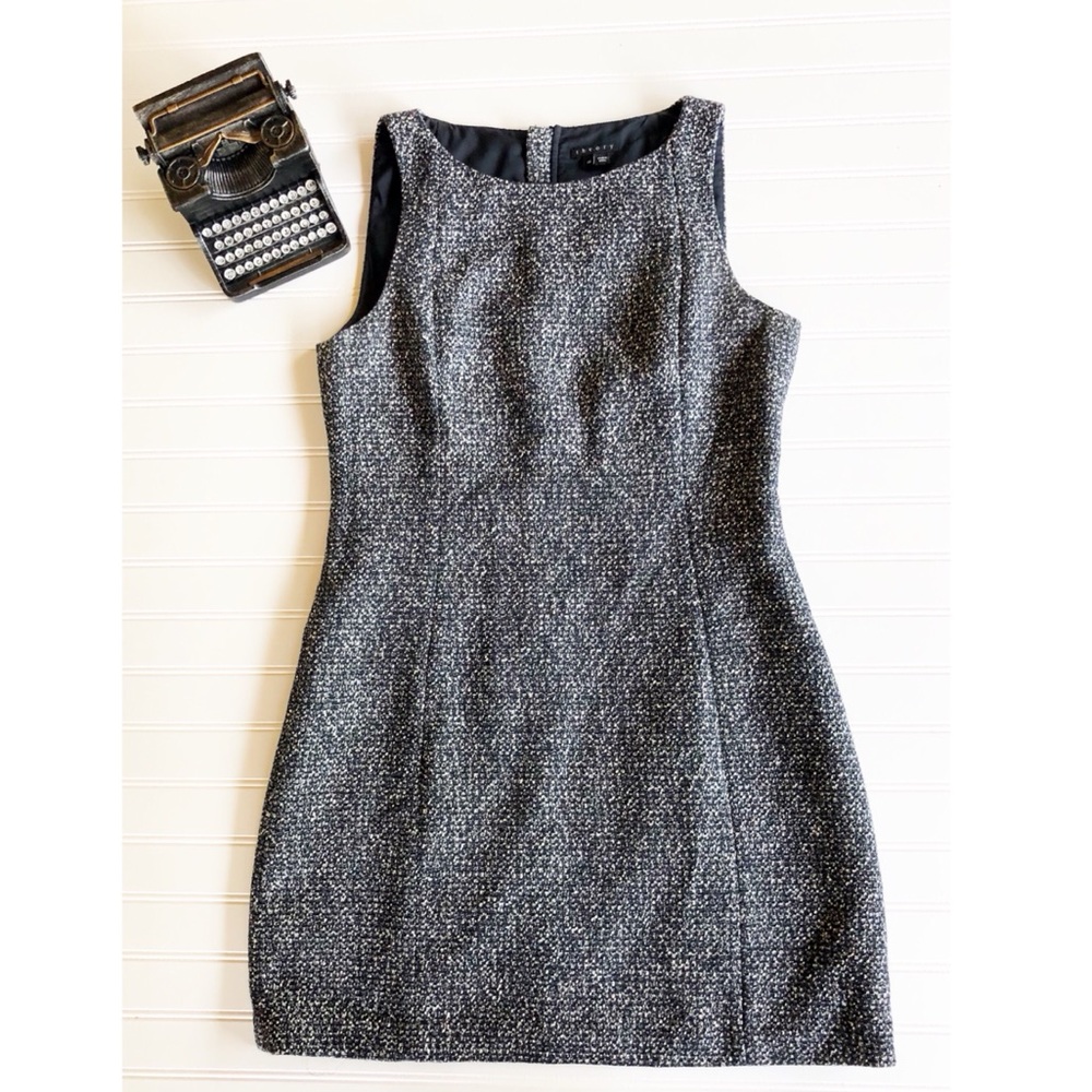 Theory Mendisa Tweed Boucle Shift Black Dress 10